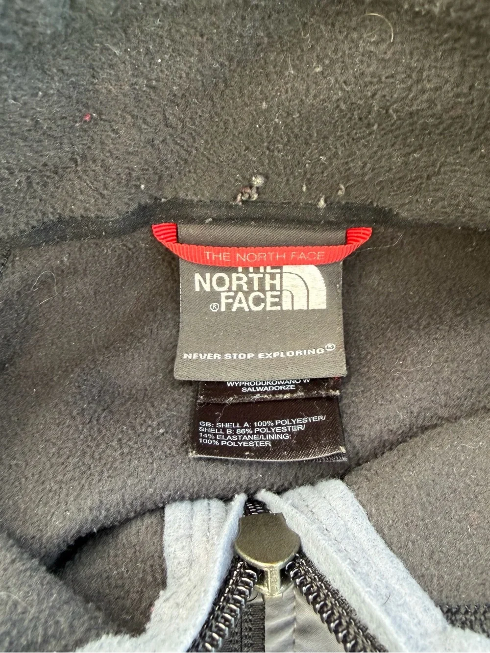 Vintage The North Face Men’s Black Fleece Jacket with Gray Chest Panel